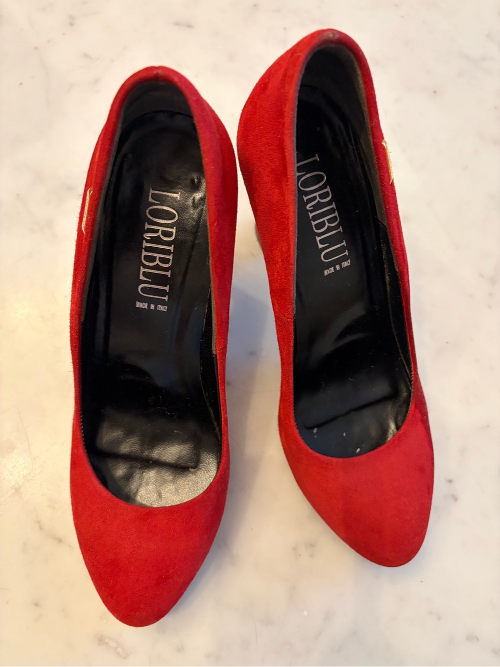 loriblu luxury Italian Designer Red‎ Suede Heels Size 38 - Picture 13 of 16